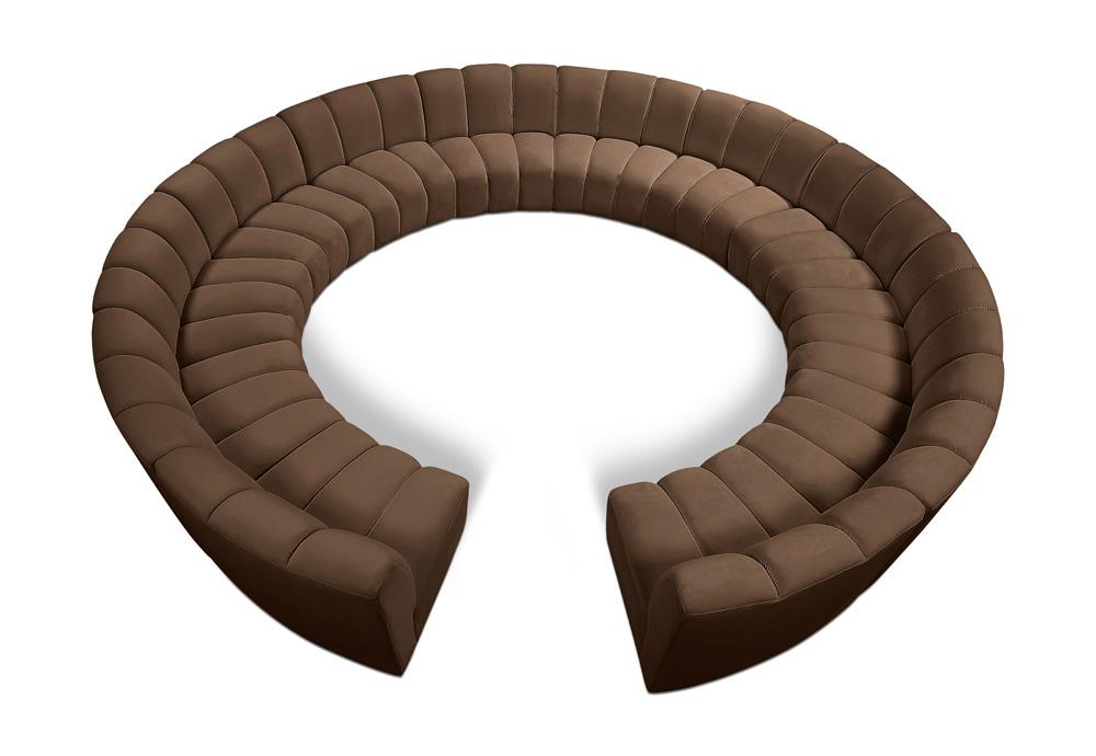 Meridian Furniture - Infinity Brown Velvet 12pc. Modular Sectional - 638Brown-12PC veiw 1