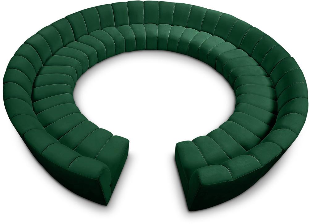 Meridian Furniture - Infinity Green Velvet 12pc. Modular Sectional - 638Green-12PC veiw 1