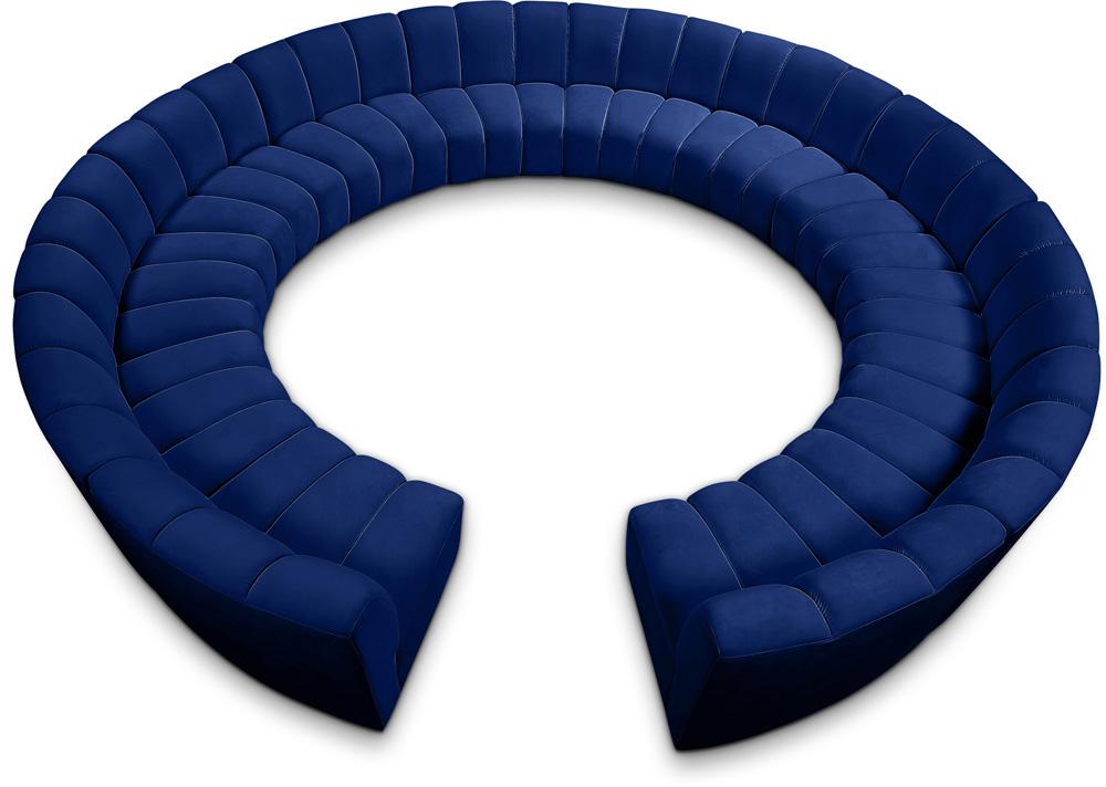 Meridian Furniture - Infinity Navy Velvet 12pc. Modular Sectional - 638Navy-12PC veiw 1