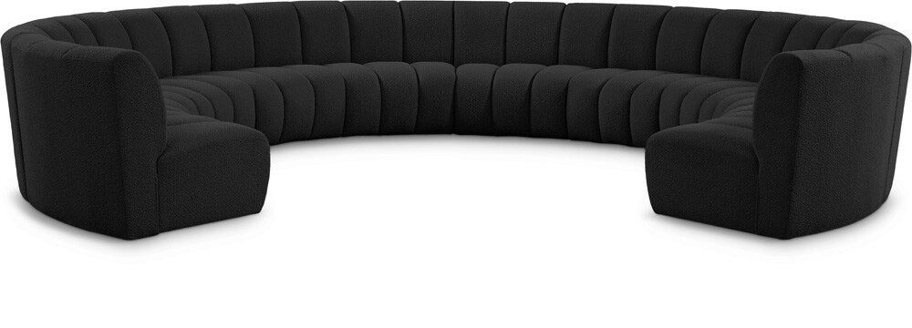Meridian Furniture - Infinity Black Boucle Fabric 10pc. Modular Sectional - 643Black-10PC veiw 1