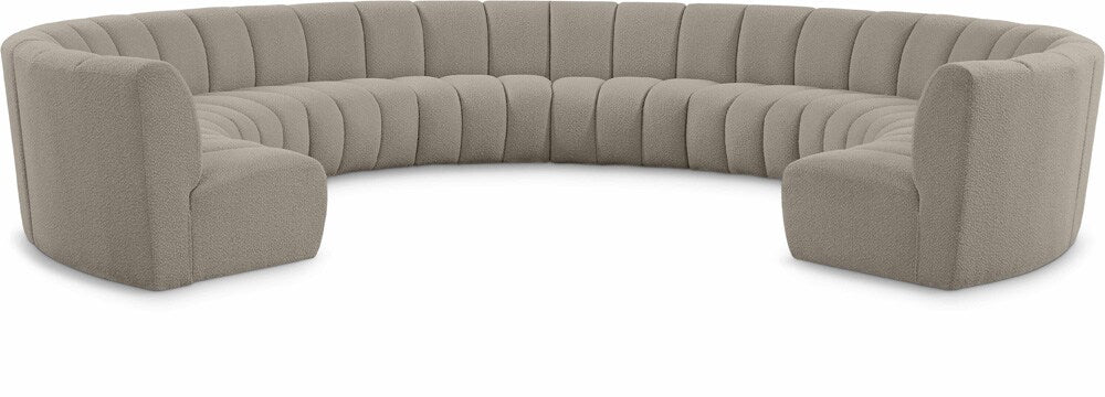Meridian Furniture - Infinity Brown Boucle Fabric 10pc. Modular Sectional - 643Taupe-10PC veiw 1