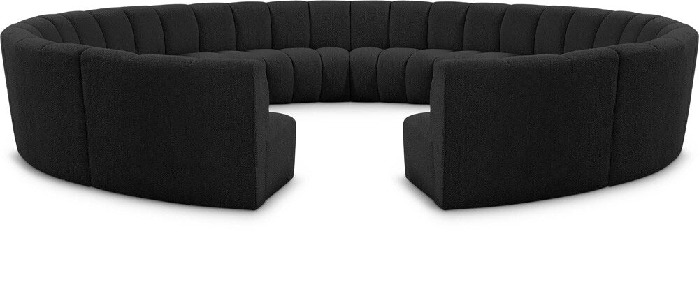 Meridian Furniture - Infinity Black Boucle Fabric 12pc. Modular Sectional - 643Black-12PC veiw 1
