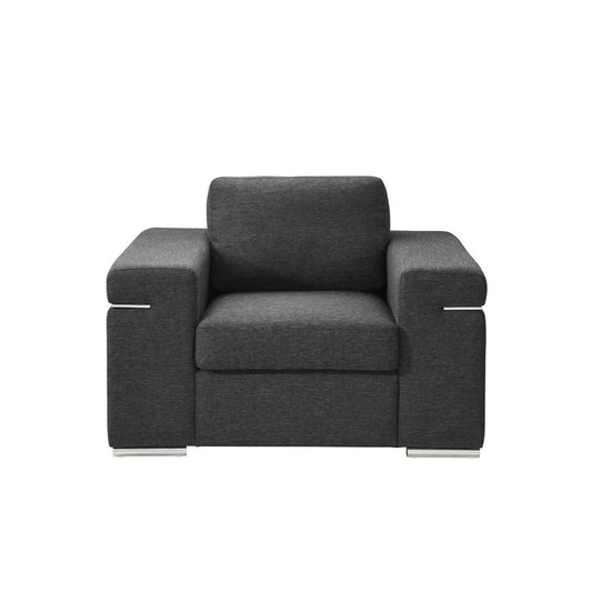 Lilola Home - Gianna Black Linen Fabric Arm Chair-89290-C veiw 2