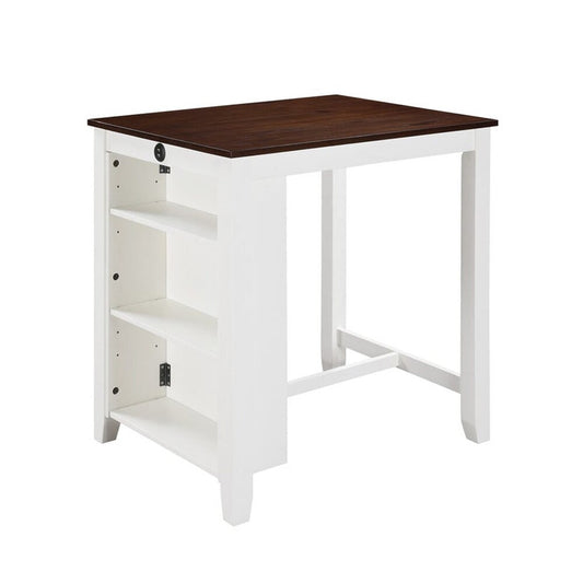 Lilola Home - Graham 36inW 3-Piece White Finish Small Space Counter Height Dining Table with Shelves and 2 Chairs-30539-SET veiw 2