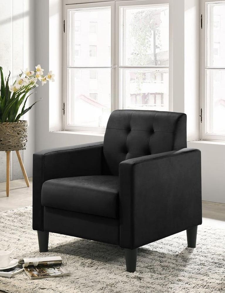 Lilola Home - Hale 27.5inW Black Velvet Accent Armchair with Tufting-89005BK veiw 5