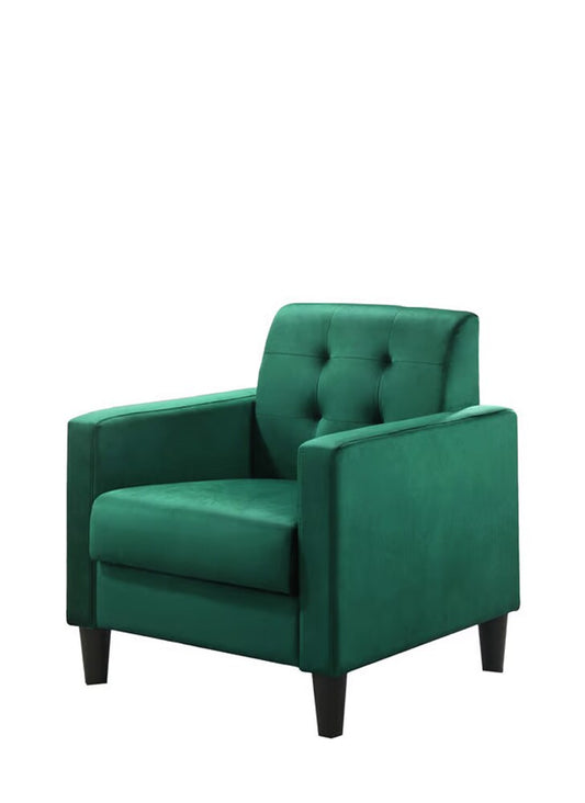 Lilola Home - Hale Green Velvet Armchairs and End Table Living Room Set-89005GN-SET veiw 2