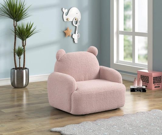 Lilola Home - Raelynn 25.5inW Pink Sherpa Bear-Shaped Kids Armchair-88836 veiw 2
