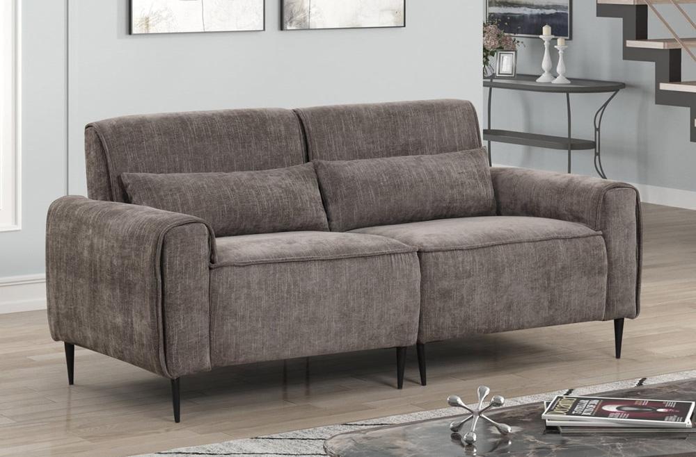 Lilola Home - Valentina 74inW Gray Chenille Sofa with Metal Legs and Throw Pillows-89119-S veiw 2