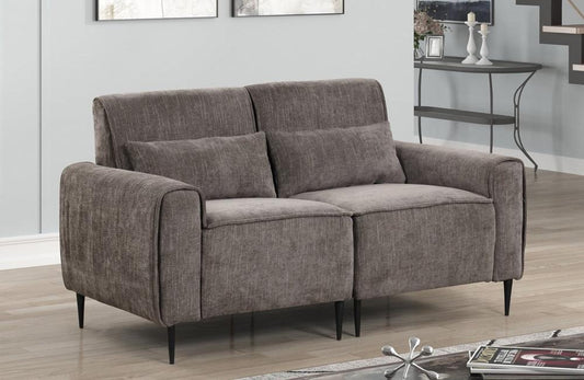 Lilola Home - Valentina 62inW Gray Chenille Loveseat with Metal Legs and Throw Pillows-89119-L veiw 2