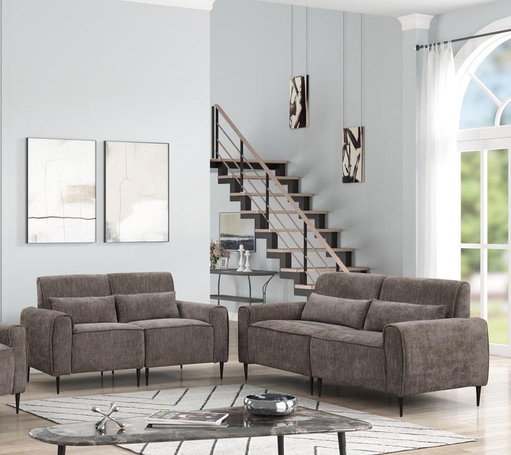 Lilola Home - Valentina 74inW Gray Chenille Sofa Loveseat Living Room Set-89119-SL veiw 4