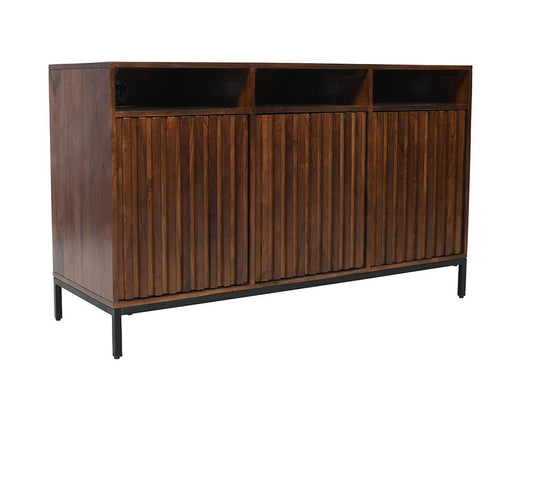 Jofran - Ryder 50in Modern Fluted Door Solid Wood Console Storage TV Stand Cabinet - Walnut - 2427-50V veiw 2