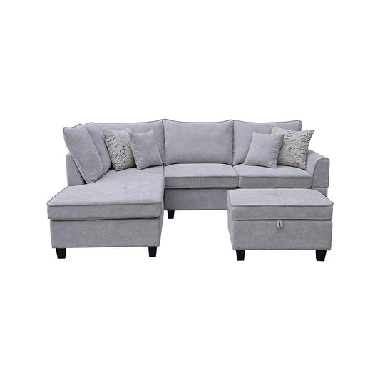 Lilola Home - Harmony 99.5inW Light Gray Fabric Sectional Sofa with Left-Facing Chaise and Storage Ottoman-A83005 veiw 2