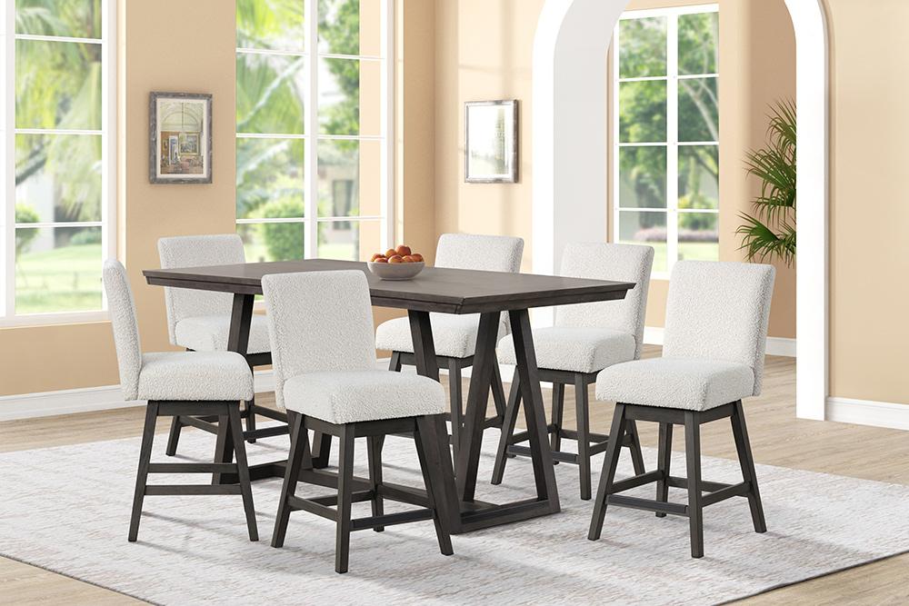 New Classic Furniture - High Line Counter Table And 6 White Swivel Counter Chairs - 45-4125S-DW6C veiw 1