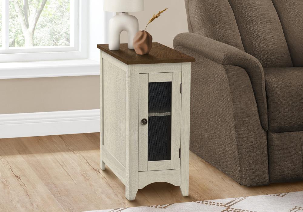 Monarch Specialties - Side Table, Antique White Veneer, Brown Veneer, Transitional - I-3966 veiw 3