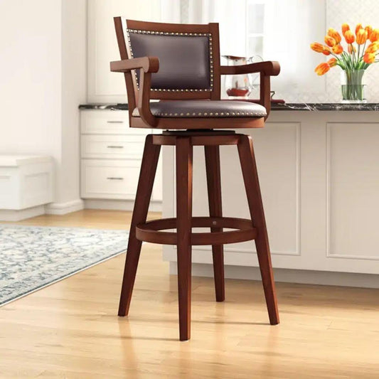 Boraam - Broadmoor Extra Tall Swivel Bar Stool With Arms - Cappuccino - 51834 veiw 2