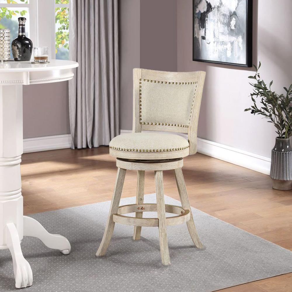 Boraam - Melrose Swivel Counter Stool - Ivory Wire-Brush - 76224 veiw 5