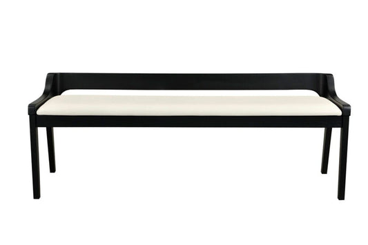 Boraam - Rasmus Cream Faux Leather Wood Dining Bench - Black Finish - 77818 veiw 2