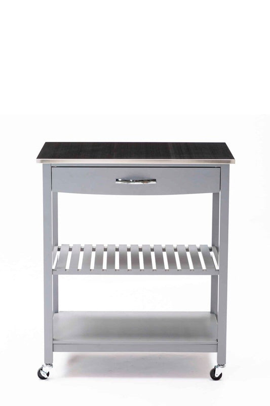Boraam - Holland Kitchen Cart With Stainless Steel Top - Gray - 50658 veiw 2