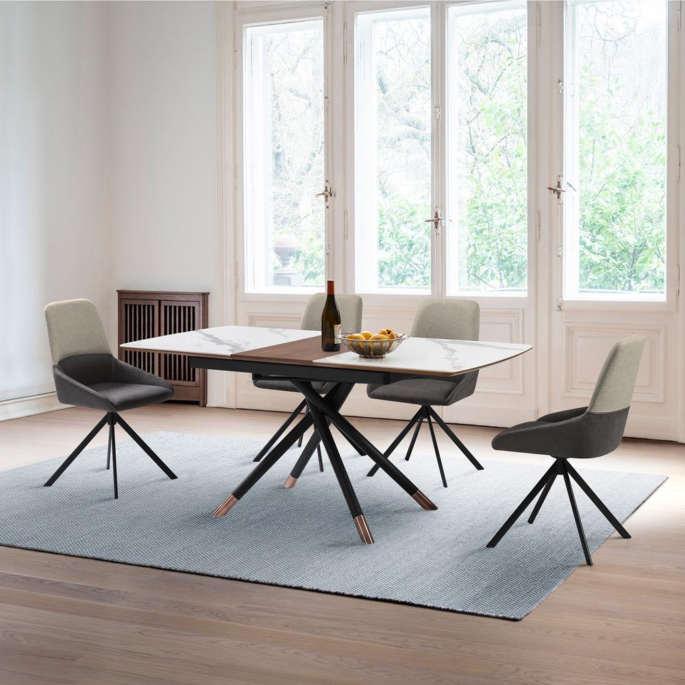 Armen Living - Alora Maverick 5 Piece Extendable Dining Set with Two-Tone Gray Fabric Chairs - SETALMV5GB veiw 7