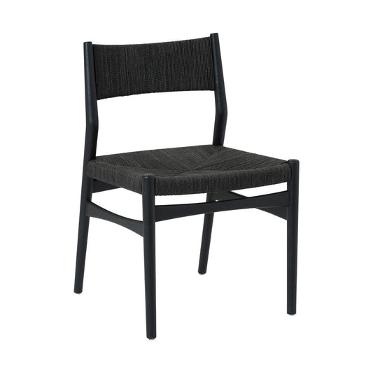 Armen Living - Erie Black Woven Paper Cord and Wood Dining Chairs - (Set of 2) - LCERSIBLK veiw 2