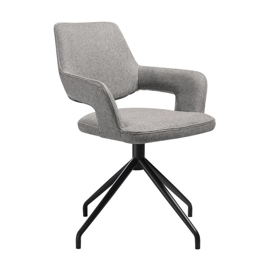 Armen Living - Penny Swivel Upholstered Dining Chair in Gray Fabric with Black Metal Legs - (Set of 2) - LCPESIGRYBLK veiw 2