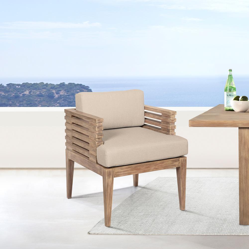 Armen Living - Vivid Outdoor Patio Dining Chair in Light Eucalyptus Wood with Taupe Olefin Cushions - LCVISIEUCTP veiw 7