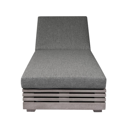 Armen Living - Vivid Outdoor Patio Chaise Lounge Chair in Gray Eucalyptus Wood with Gray Olefin Cushions - LCVILOEUCGRY veiw 2