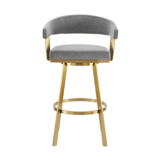 Armen Living - Chelsea 26in Swivel Counter Stool with Gold Brushed Stainless Steel and Anchor Gray Fabric - LCCSBABGLAGRY26 veiw 2