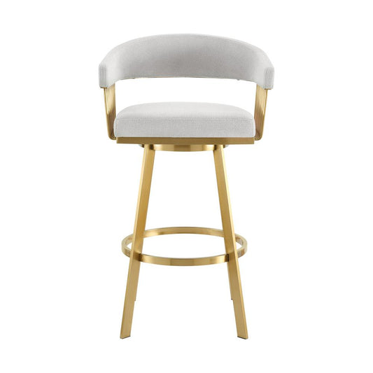 Armen Living - Chelsea 26in Swivel Counter Stool with Gold Brushed Stainless Steel and Silver Fabric - LCCSBABGLSI26 veiw 2