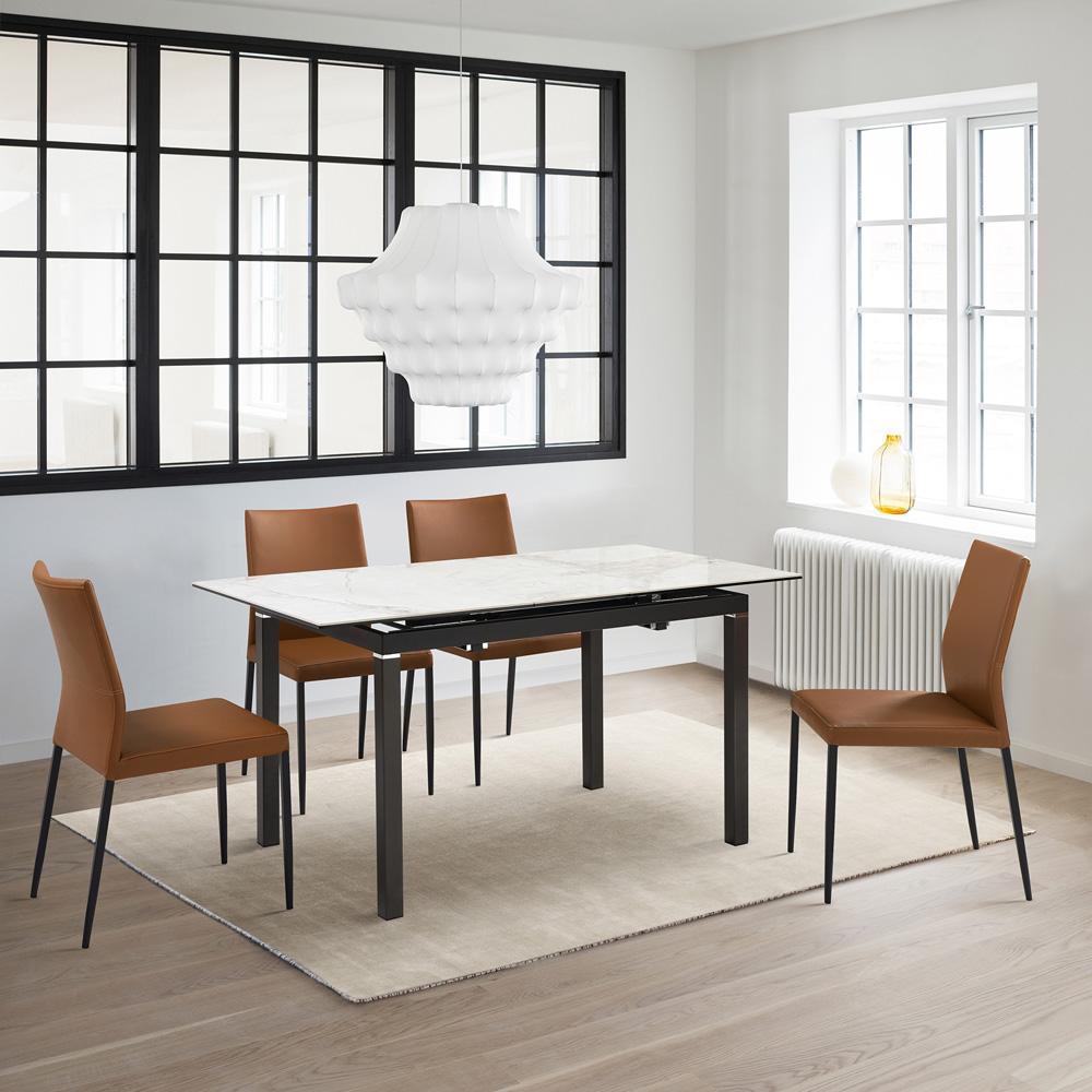Armen Living - Giana Kash 5 Piece Extendable Dining Set with Brown Faux Leather Chairs - SETGIKA5PB veiw 7