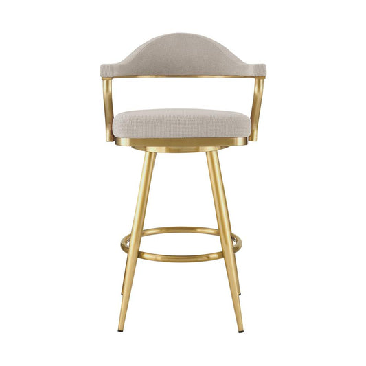 Armen Living - Justin 26in Swivel Counter Stool with Gold Brushed Stainless Steel and Taupe Fabric - LCJTBABGLTP26 veiw 2