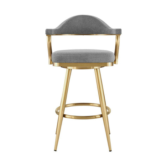 Armen Living - Justin 30in Swivel Bar Stool with Gold Brushed Stainless Steel and Anchor Gray Fabric - LCJTBABGLAGRY30 veiw 2