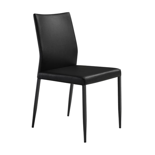 Armen Living - Kash Upholstered Dining Chair in Black Faux Leather with Black Metal Legs - (Set of 2) - LCKASIBLK veiw 2