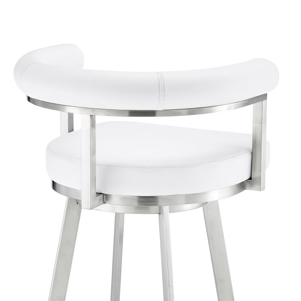 Armen Living - Magnolia 30in Swivel Bar Stool in Brushed Stainless Steel with White Faux Leather - LCMGBABSWHI30 veiw 5