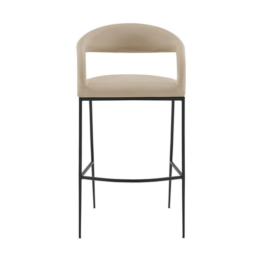 Armen Living - Ramona 30in Bar Stool with Matte Black Iron and Beige Faux Leather - LCRABABLKBG30 veiw 2