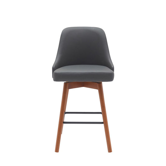 Armen Living - Sicily 26in Swivel Walnut Wood Counter Stool in Gray Faux Leather - LCSIBAWAGRY26 veiw 2