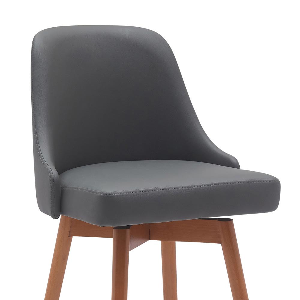 Armen Living - Sicily 26in Swivel Walnut Wood Counter Stool in Gray Faux Leather - LCSIBAWAGRY26 veiw 4