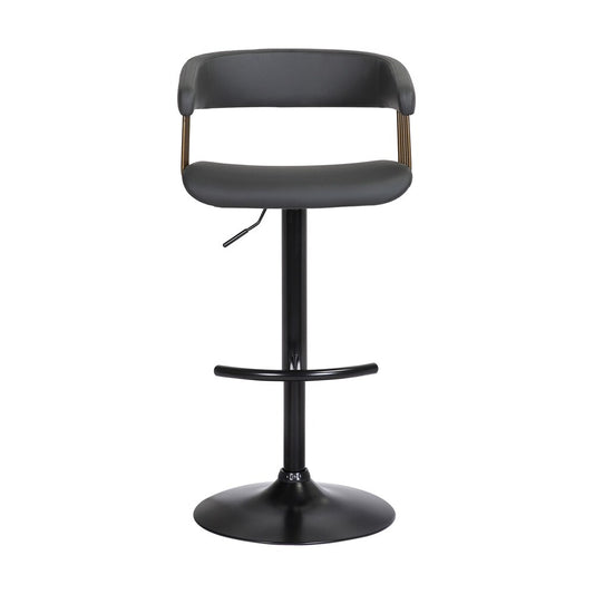 Armen Living - Calista Adjustable Bar Stool in Black Faux Leather with Golden Bronze and Black Metal - LCCABACOBLK veiw 2