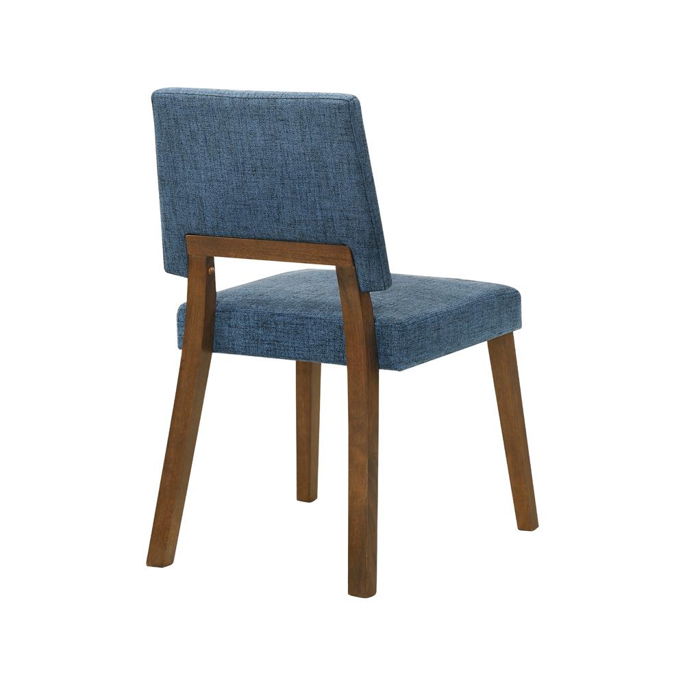 Armen Living - Channell Wood Dining Chair in Walnut Finish with Blue Fabric - (Set of 2) - LCCHCHWABLU veiw 4