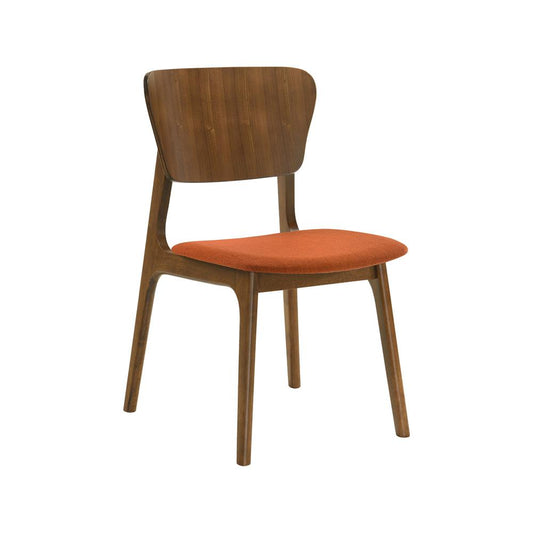 Armen Living - Kalia 7 Piece Wood Dining Set in Walnut Finish with Orange Fabric - SETKAWA7OR veiw 2
