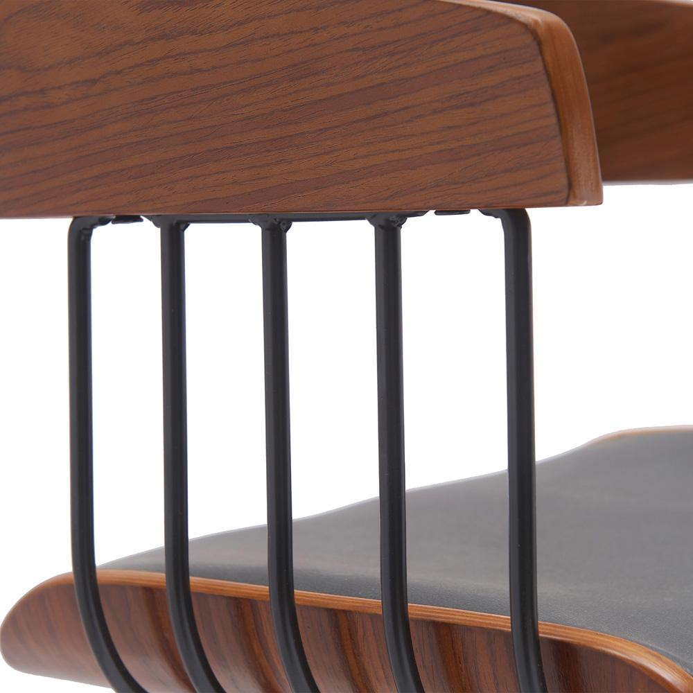 Armen Living - Athena 31in Swivel Walnut Wood Bar Stool in Gray Faux Leather with Black Metal - LCATBAWAGRY30 veiw 5