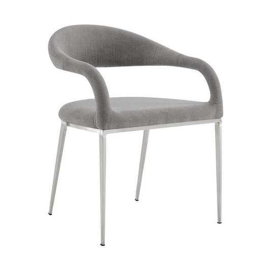 Armen Living - Morgan Upholstered Dining Chair with Brushed Stainless Steel and Light Gray Fabric - (Set of 2) - LCMOSIBSLGRY veiw 2