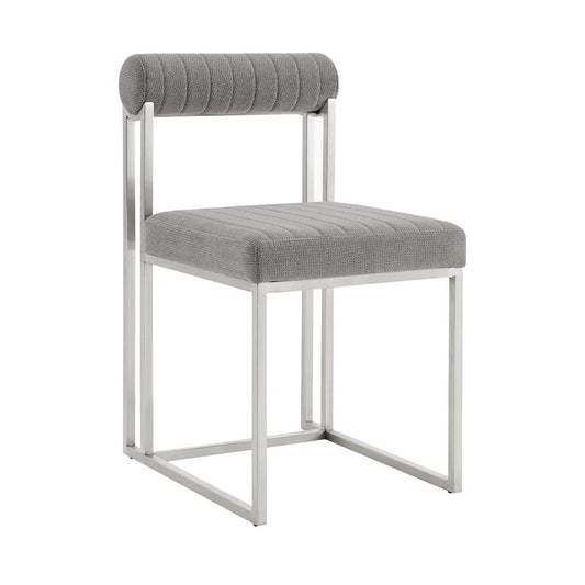 Armen Living - Anastasia Dining Chair with Brushed Stainless Steel and Light Gray Fabric - (Set of 2) - LCANSIBSLGRY veiw 2
