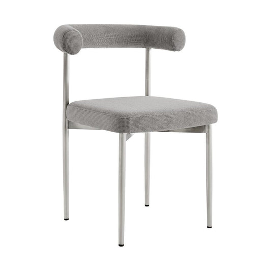 Armen Living - Shannon Dining Chair with Brushed Stainless Steel and Light Gray Fabric - (Set of 2) - LCSNSIBSLGRY veiw 2