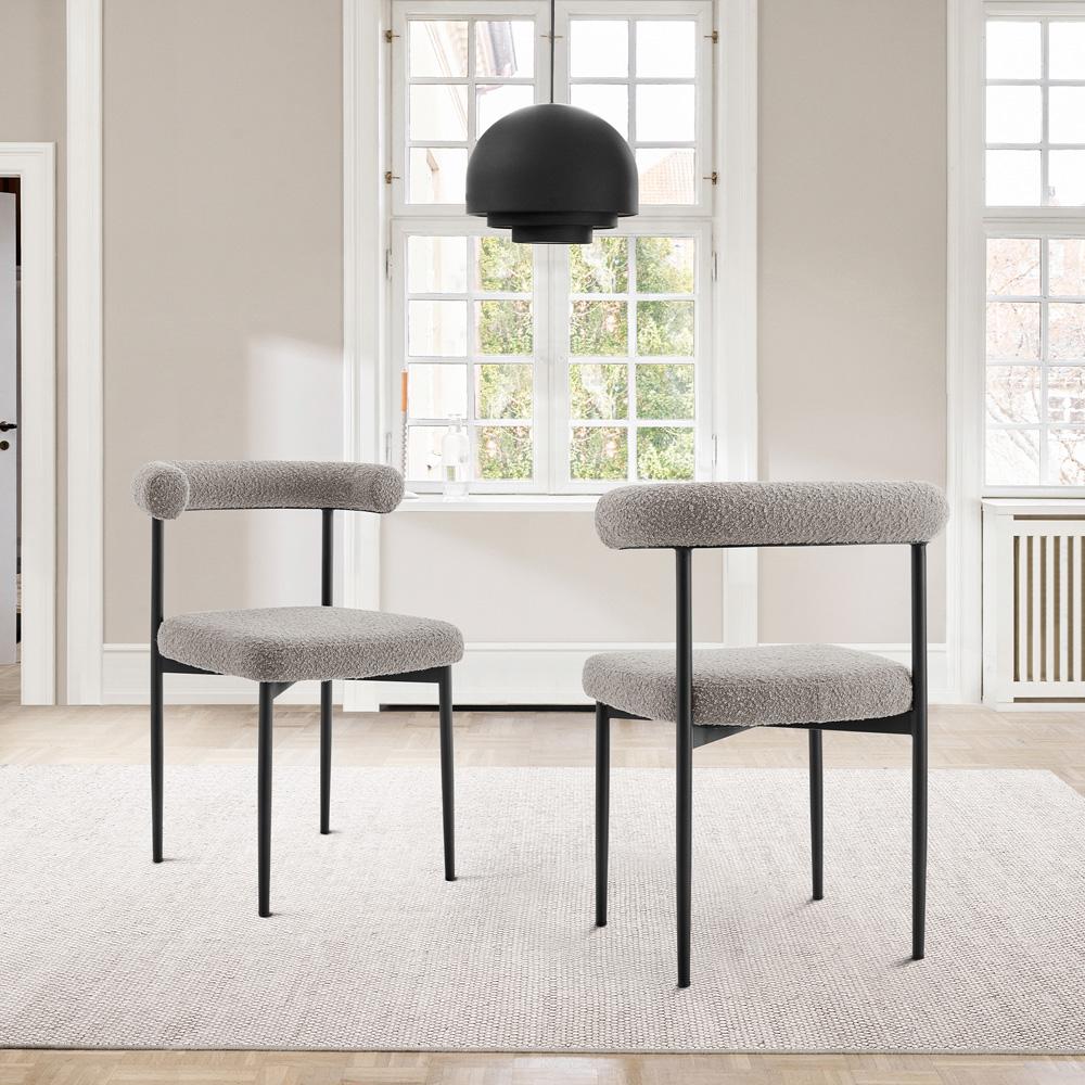 Armen Living - Shannon Dining Chair with Matte Black Iron and Thundercloud Gray Fabric - (Set of 2) - LCSNSIBLKTGRY veiw 7