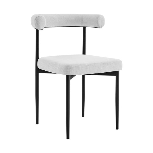 Armen Living - Veronica Shannon 5 Piece Round Glass Dining Table Set with Matte Black Iron and Cream Fabric - SETVRDI5BLKCR veiw 2