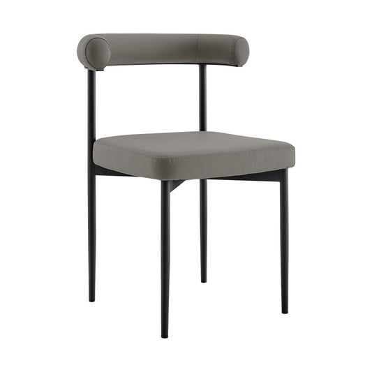 Armen Living - Veronica Shannon 5 Piece Round Glass Dining Table Set with Matte Black Iron and Gray Faux Leather - SETVRDI5BLKPGRY veiw 2