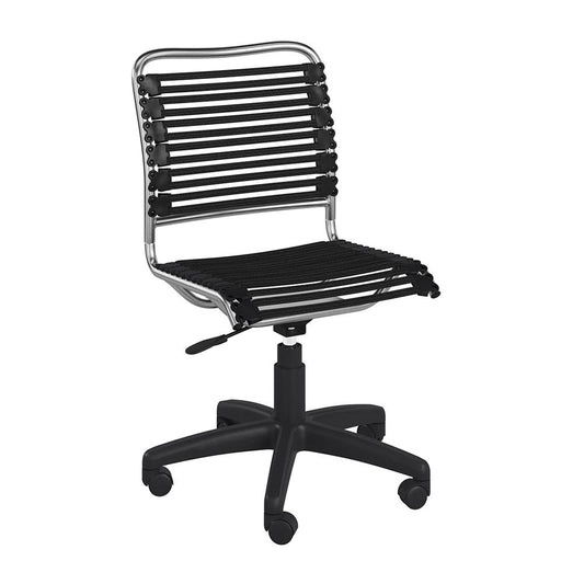 Euro Style - Allison Flat Bungie Low Back Armless Office Chair, Black/Aluminum - 12541BLK veiw 2