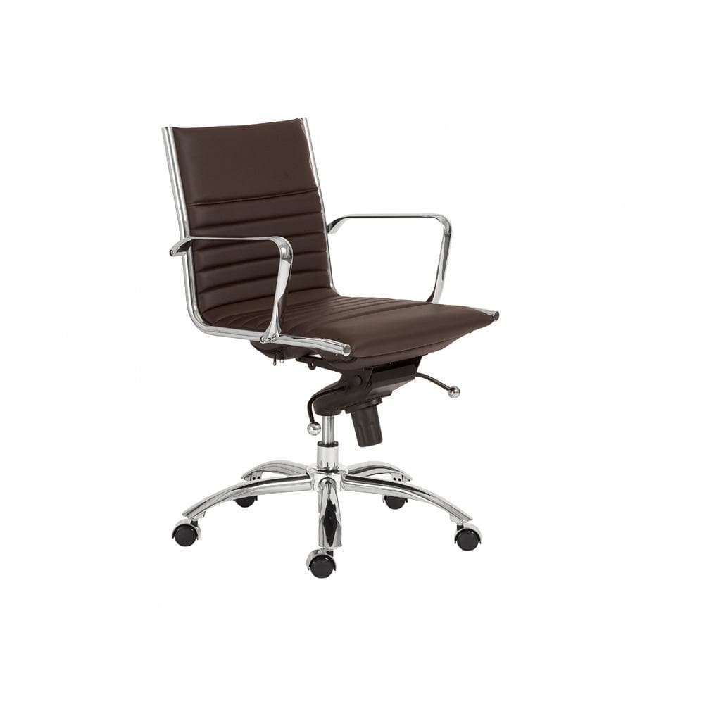 Euro Style - Dirk Faux Leather Low Back Office Chair, Brown/Chrome - 00674BRN veiw 5
