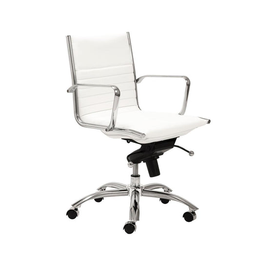 Euro Style - Dirk Faux Leather Low Back Office Chair, White/Chrome - 00674WHT veiw 2